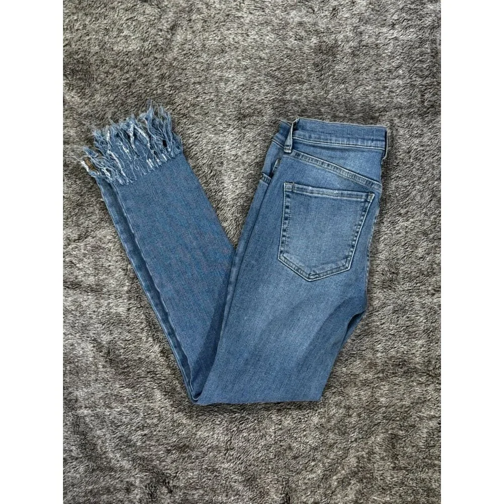 Free People Great Heights Frayed Skinny Jeans Sz 25